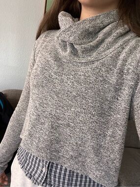 White House Black Market Marled Gray Cowl Neck Sweater